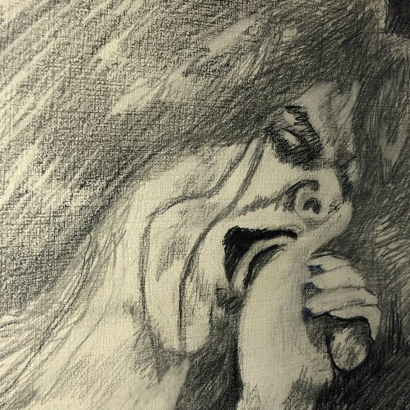 Vintage Original Pencil Drawing of Janis Joplin 1970's - 18x24 Signed - Picture 4 of 6